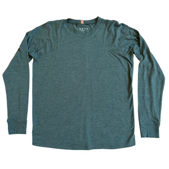 Lunya Women's Good In Bed Shirt Long Sleeve Supima Cotton Green Size XS EUC - Picture 1 of 6